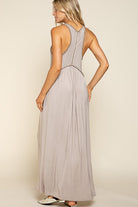 POL Stone Washed Side Slit Cut Out Maxi Dress