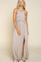 POL Stone Washed Side Slit Cut Out Maxi Dress POL