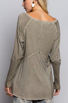 POL Light Wash Rib Textured Long Sleeve Top POL