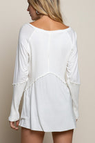 POL Light Wash Rib Textured Long Sleeve Top POL