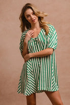 BiBi Jade Puffy Sleeves Romper with Back Button Closure