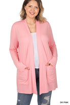 Zenana Plus Size Slouchy Pocket Open Cardigan ZENANA