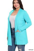 Zenana Plus Size Slouchy Pocket Open Cardigan ZENANA