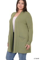 Zenana Plus Size Slouchy Pocket Open Cardigan ZENANA