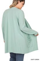 Zenana Plus Size Slouchy Pocket Open Cardigan ZENANA