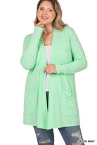 Zenana Plus Size Slouchy Pocket Open Cardigan ZENANA