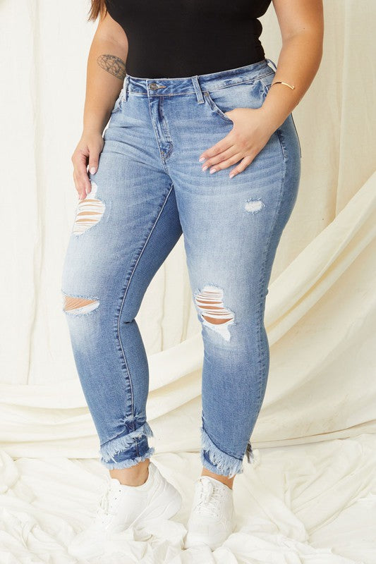 Kancan Plus Size Mid Rise Ankle Skinny Jeans Kan Can USA
