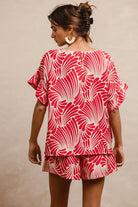 BiBi Print Woven Ruffled Sleeves Blouse