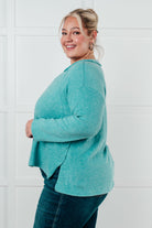 Zenana Simple Silhouette Brushed Hacci Sweater in Dusty Teal Sweater