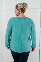 Zenana Simple Silhouette Brushed Hacci Sweater in Dusty Teal Sweater