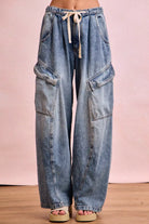 BiBi Baggy Barrel Jeans With Cargo Pockets Denim