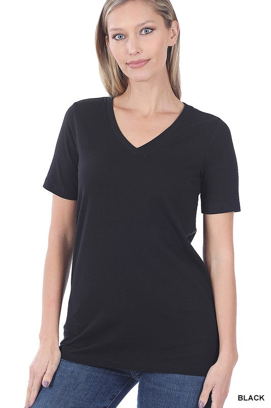 Zenana Cotton V-Neck Short Sleeve T-Shirts ZENANA