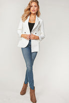 Sugarfox White Tassel Fringe Detail Flap Pocket Blazer Coats & Jackets