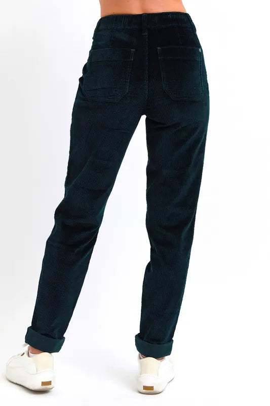 Judy Blue Emerald Green High Waisted Corduroy Cuffed Joggers