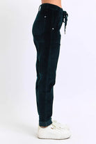 Judy Blue Emerald Green High Waisted Corduroy Cuffed Joggers