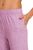 Zenana Light Plum Soft Melange Short Sleeve Tee & Long Pants Set