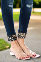 KanCan Mid Rise Distressed Leopard Print Accent Super Skinny Jeans MemorialDay24