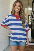 Haptics Stripe Patriotic Multi Media Mix Top