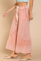 POL Dreamy Rose Elastic Waistband Wide Leg Pants with Drawstring