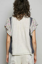 POL V-Neck Floral Ruffle Sleeve Blouse