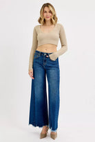 RISEN Full Size High Rise Ankle Wide Jeans Plus Size