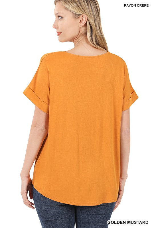 Zenana Rayon Span Crepe Knot-Front Top Shirts & Tops