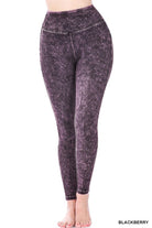 ZENANA Mineral Washed Wide Waistband Yoga Leggings ZENANA