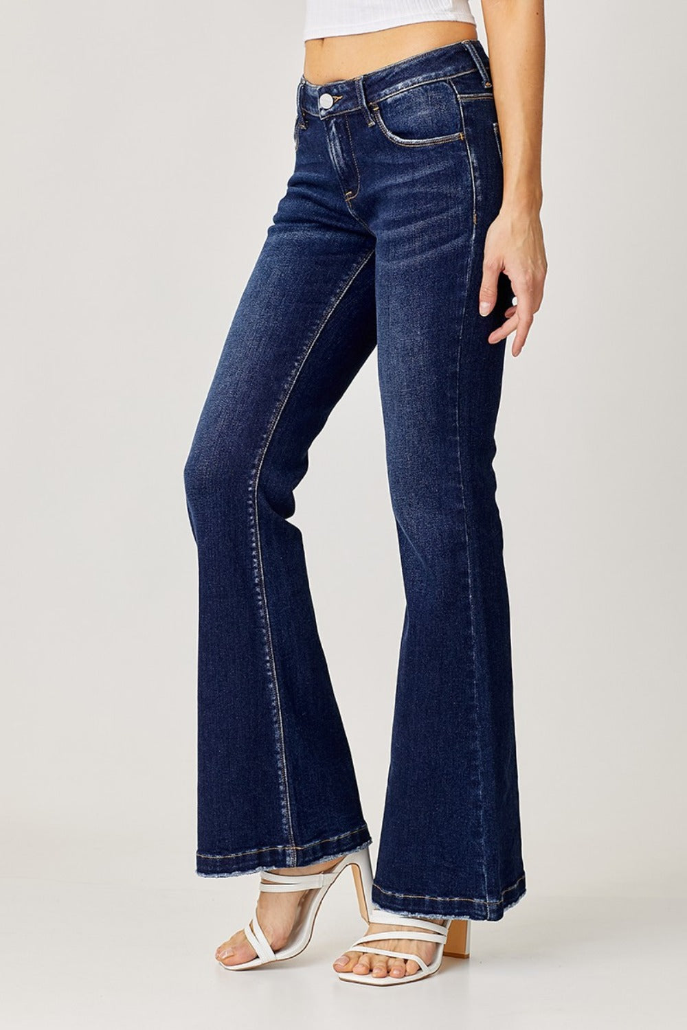 RISEN Dark Washed Low Rise Flare Jeans