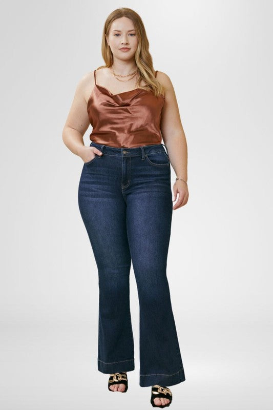 Kancan Plus Size High Rise Flare Jeans As Shown Kan Can USA