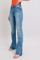 Judy Blue High Wasited Tummy Control Vintage Wash Side Slit Slim Boot Jeans