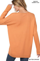 Zenana Dyed V-Neck Front Seam Sweater ZENANA