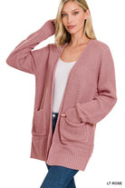 Zenana Low Gauge Waffle Open Cardigan Sweater LT ROSE ZENANA