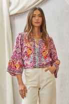 Andree by Unit Print Embroidery Tunic Top Tops