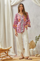 Andree by Unit Print Embroidery Tunic Top Tops