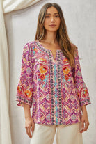 Andree by Unit Print Embroidery Tunic Top Tops