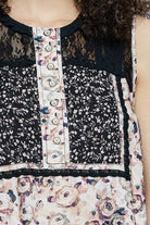 POL Black Printed Woven Lace Back Round Neck Sleeveless Top