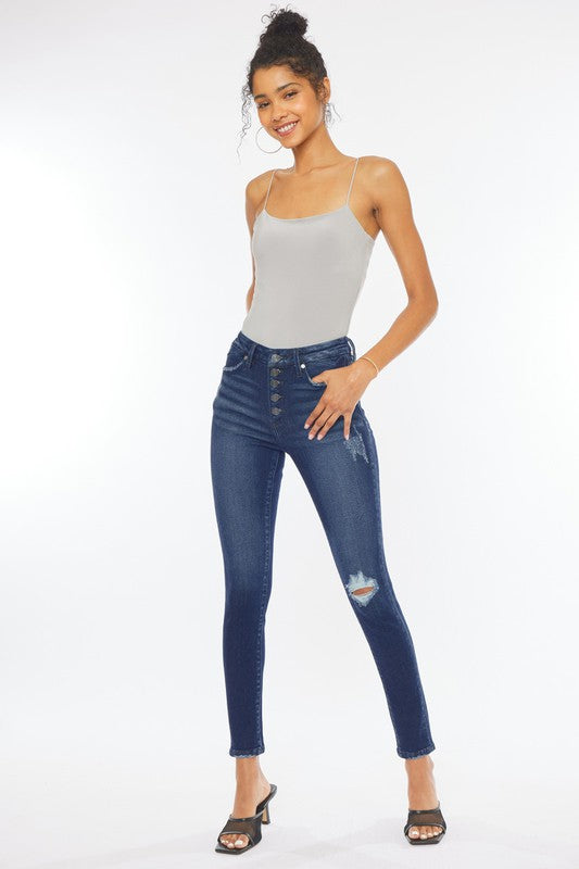 KanCan High Rise Piecing Detail Super Skinny Jeans Kan Can USA