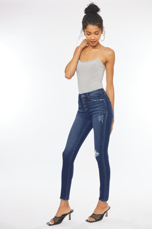KanCan High Rise Piecing Detail Super Skinny Jeans Kan Can USA