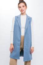 Love Tree JQ Fleece Long Line Vest BLUE