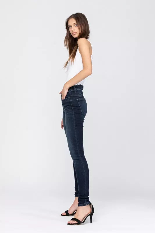 Judy Dark Washed Blue High Waist Washed Skinny Jeans