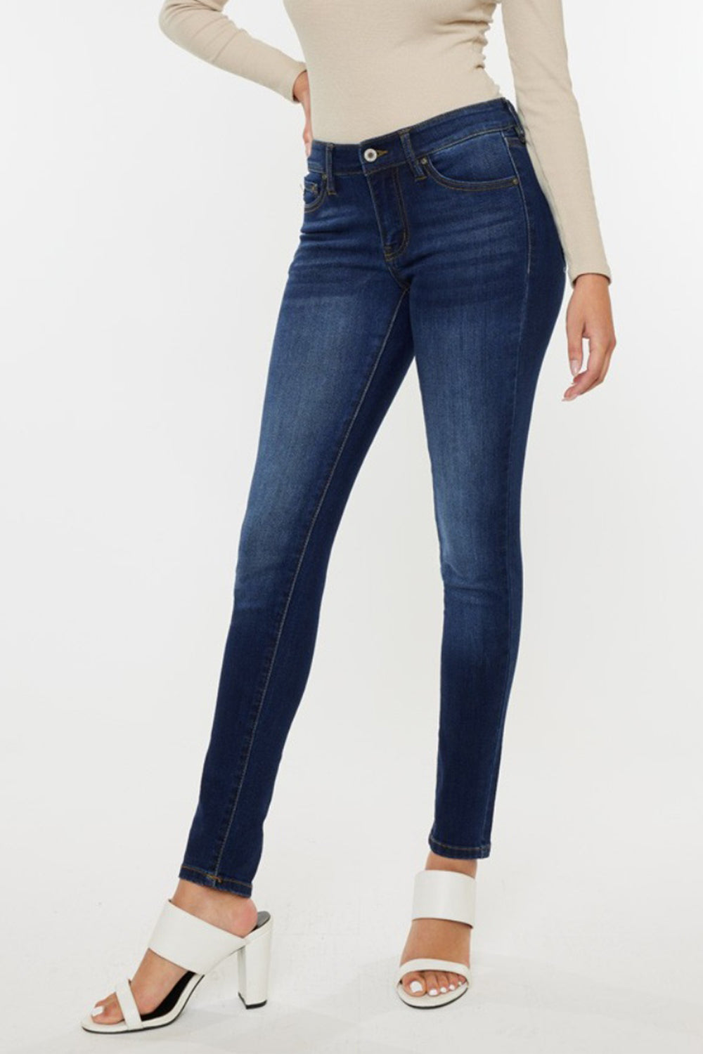 Kancan Mid Rise Gradient Skinny Jeans Dark Trendsi