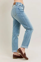 Judy Blue Medium Washed V-Front Cuff Boyfriend Jeans