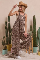 BiBi Leopard Print Wide Leg Overalls