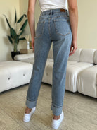 Judy Blue High Waist Cuff Hem Skinny Jeans Trendsi