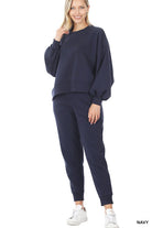 Zenana Balloon Sleeve Sweatshirt & Sweatpants Set ZENANA