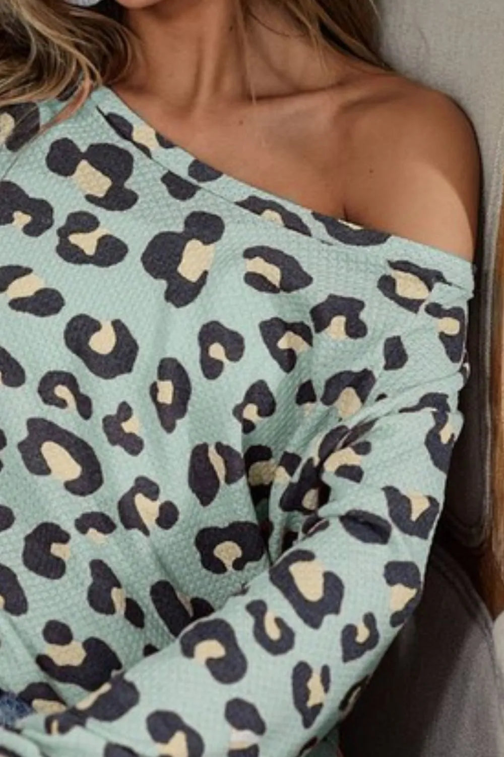 BiBi Sage Leopard Hacci Knit Top