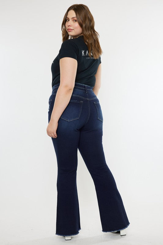 KanCan Plus High Rise Double WB Fray Hem Flare Jeans Kan Can USA