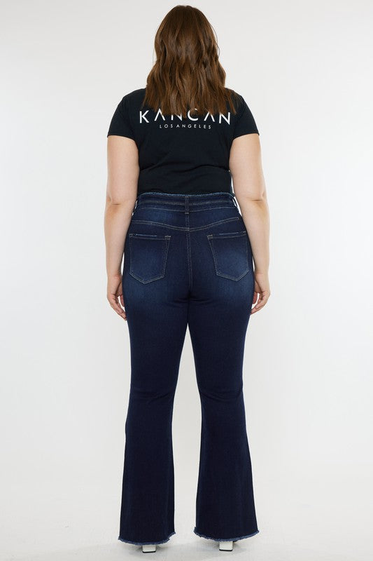 KanCan Plus High Rise Double WB Fray Hem Flare Jeans Kan Can USA