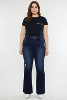 KanCan Plus High Rise Double WB Fray Hem Flare Jeans Kan Can USA