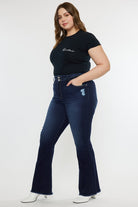 KanCan Plus High Rise Double WB Fray Hem Flare Jeans Kan Can USA